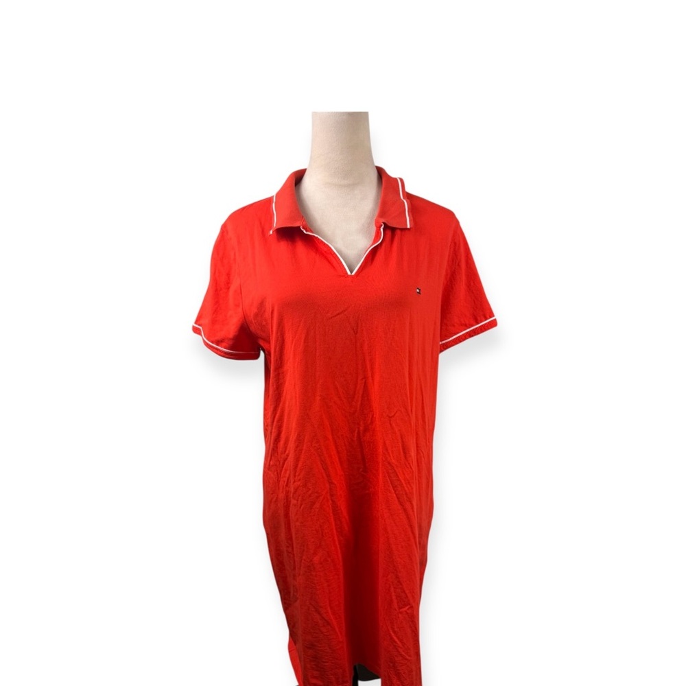 Tommy Hilfiger Red Orange Short Sleeve Button-Up Collar polo dress size XL
